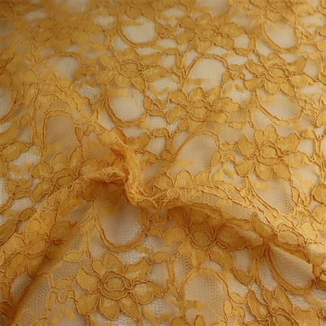 Metallic Gold and Beige Floral Corded Lace 